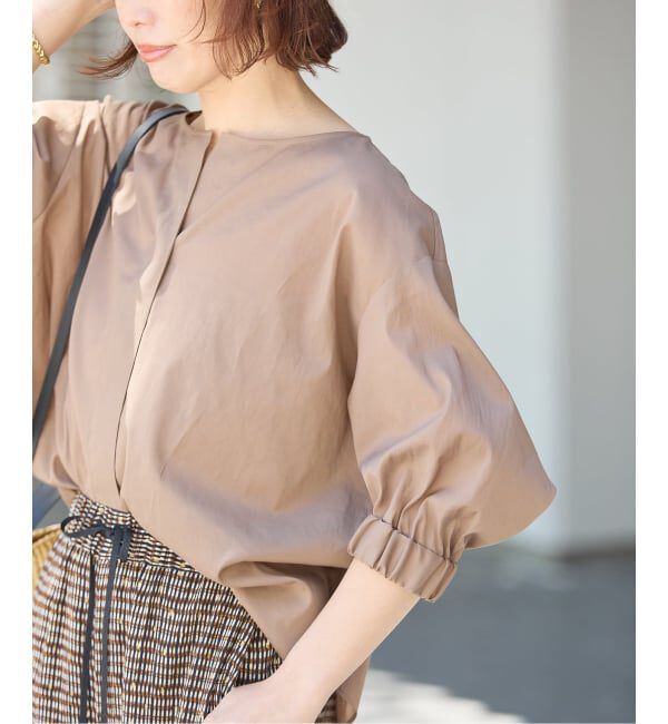 journal standard L'essage「《追加2》オーガンジーニュアンスノーカラーシャツ」|シャツ・ブラウス|ブラウン B