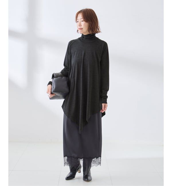 journal standard L'essage「Uhr/ウーア Wool Asymmetry Turtleneck Long Tee タートルネックロングT」|ニット・セーター|