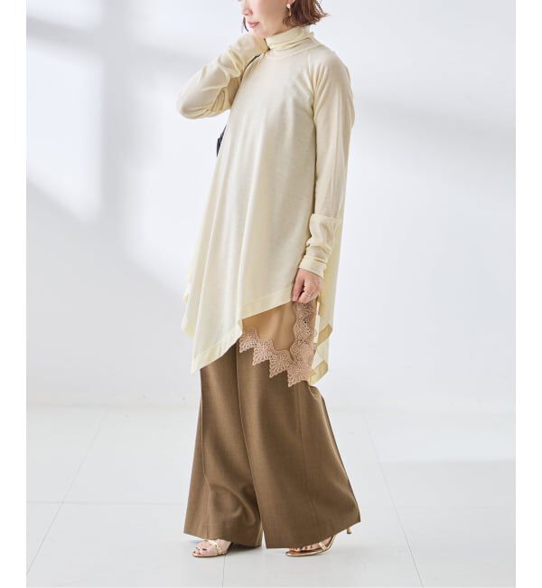 journal standard L'essage「Uhr/ウーア Wool Asymmetry Turtleneck Long Tee タートルネックロングT」|ニット・セーター|