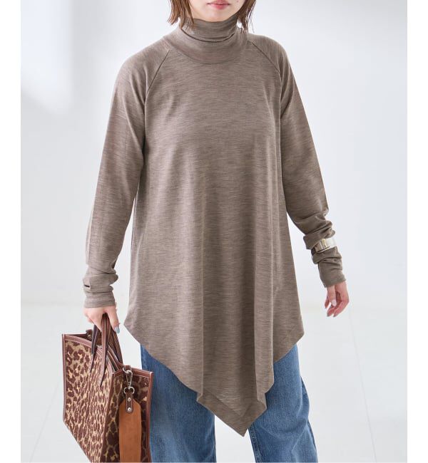 journal standard L'essage「Uhr/ウーア Wool Asymmetry Turtleneck Long Tee タートルネックロングT」|ニット・セーター|
