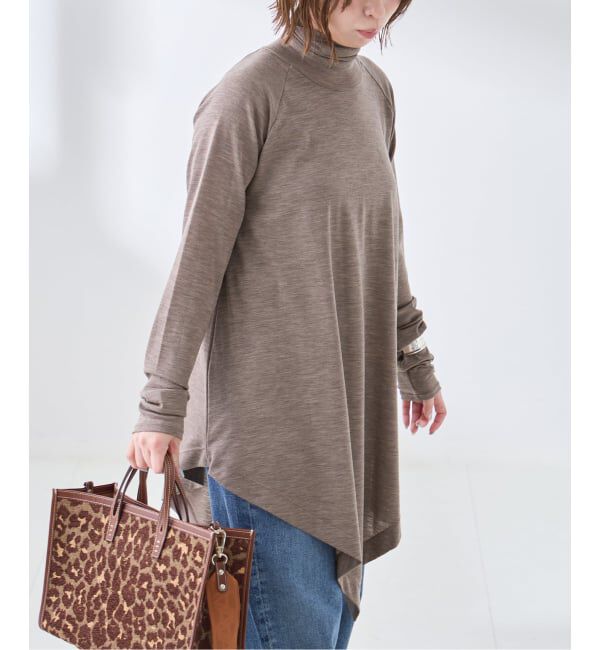 journal standard L'essage「Uhr/ウーア Wool Asymmetry Turtleneck Long Tee タートルネックロングT」|ニット・セーター|