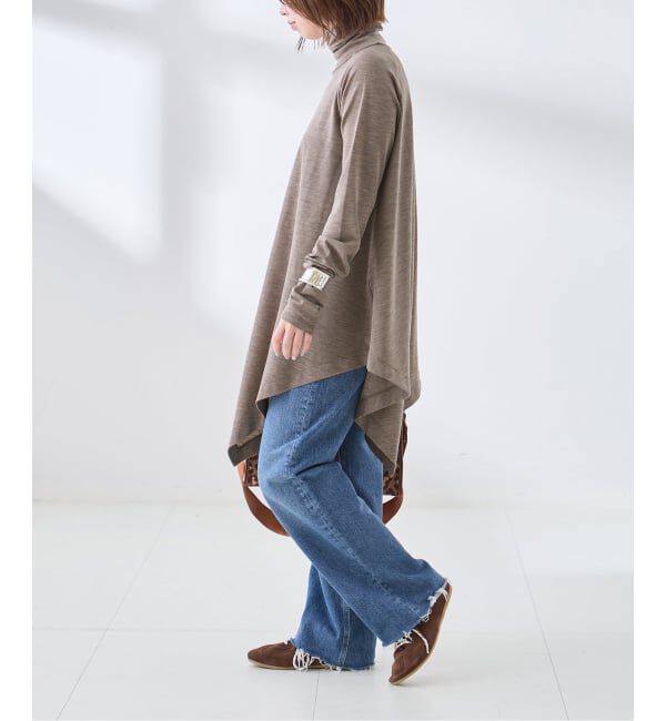journal standard L'essage「Uhr/ウーア Wool Asymmetry Turtleneck Long Tee タートルネックロングT」|ニット・セーター|