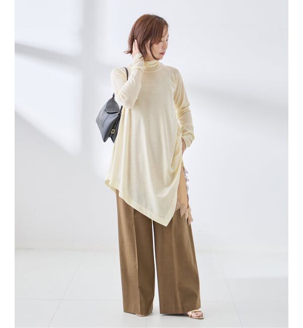 journal standard L'essage「Uhr/ウーア Wool Asymmetry Turtleneck Long Tee タートルネックロングT」|ニット・セーター|