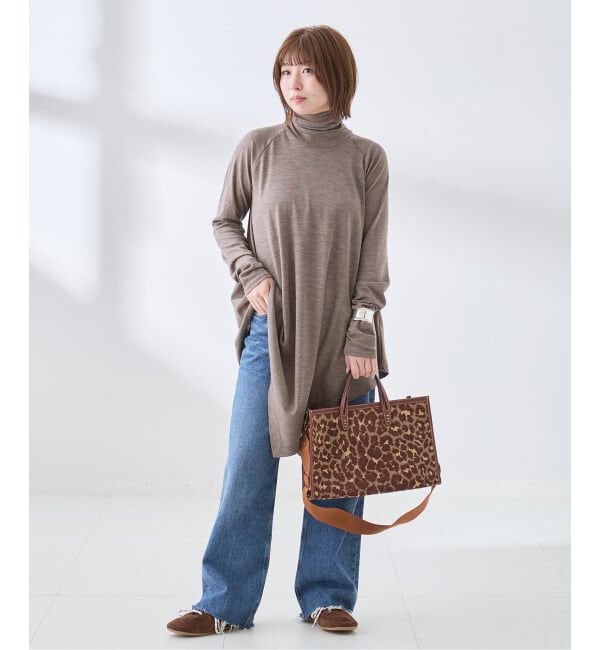 journal standard L'essage「Uhr/ウーア Wool Asymmetry Turtleneck Long Tee タートルネックロングT」|ニット・セーター|