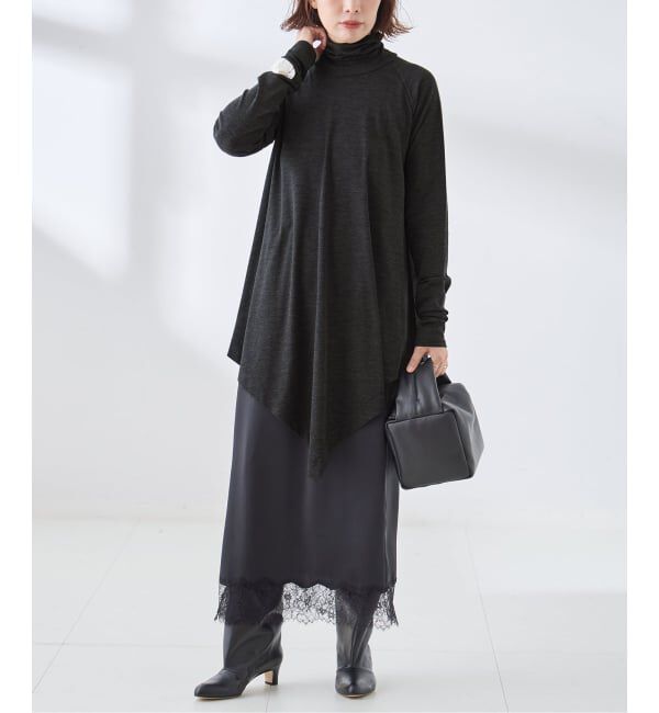 journal standard L'essage「Uhr/ウーア Wool Asymmetry Turtleneck Long Tee タートルネックロングT」|ニット・セーター|