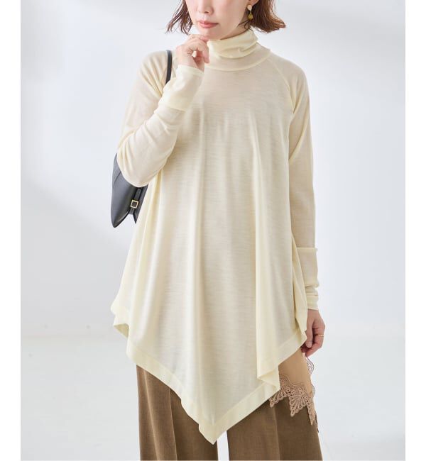 journal standard L'essage「Uhr/ウーア Wool Asymmetry Turtleneck Long Tee タートルネックロングT」|ニット・セーター|