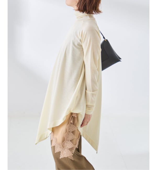 journal standard L'essage「Uhr/ウーア Wool Asymmetry Turtleneck Long Tee タートルネックロングT」|ニット・セーター|