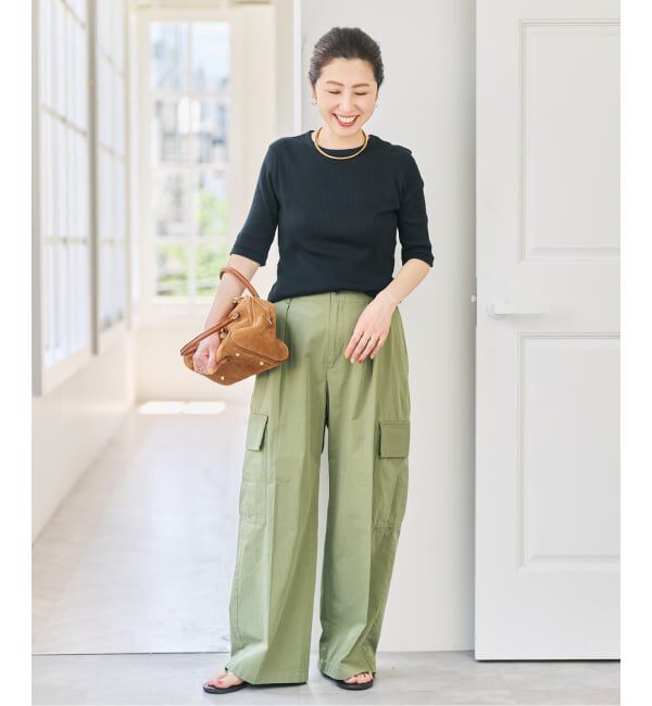 Spick and Span「コットンシルケットリブハーフスリーブプルオーバー」|Tシャツ・カットソー|