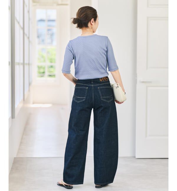 Spick and Span「コットンシルケットリブハーフスリーブプルオーバー」|Tシャツ・カットソー|