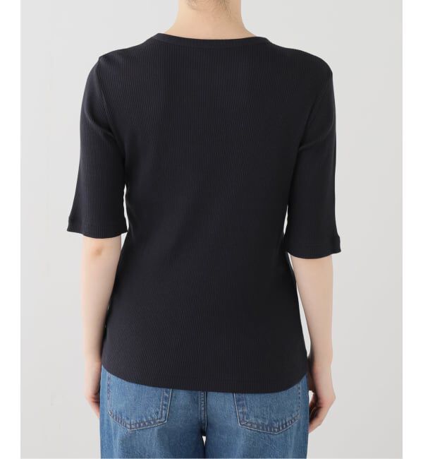 Spick and Span「コットンシルケットリブハーフスリーブプルオーバー」|Tシャツ・カットソー|