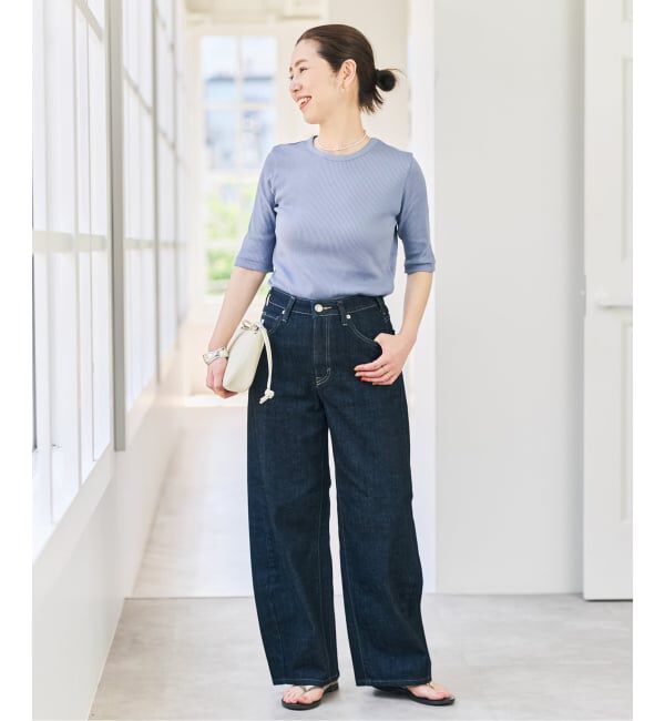 Spick and Span「コットンシルケットリブハーフスリーブプルオーバー」|Tシャツ・カットソー|