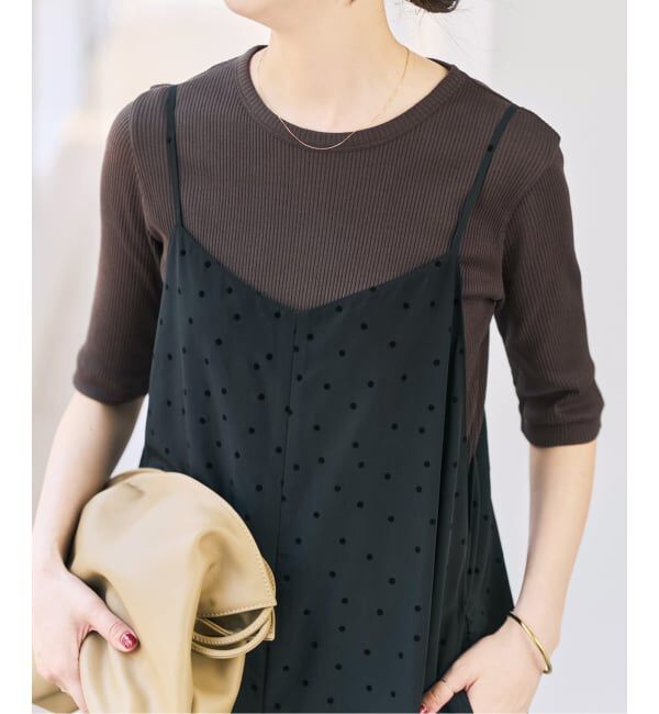 Spick and Span「コットンシルケットリブハーフスリーブプルオーバー」|Tシャツ・カットソー|