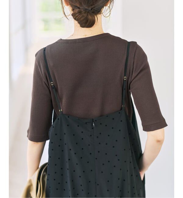 Spick and Span「コットンシルケットリブハーフスリーブプルオーバー」|Tシャツ・カットソー|