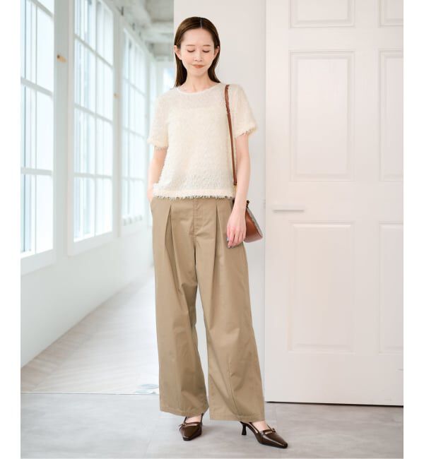 U by SPICK&SPAN「フェザーシアーハーフスリーブブラウス」|シャツ・ブラウス|
