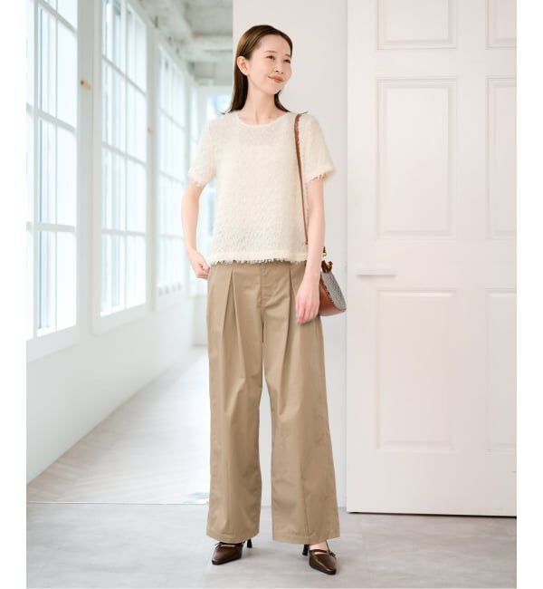 U by SPICK&SPAN「フェザーシアーハーフスリーブブラウス」|シャツ・ブラウス|