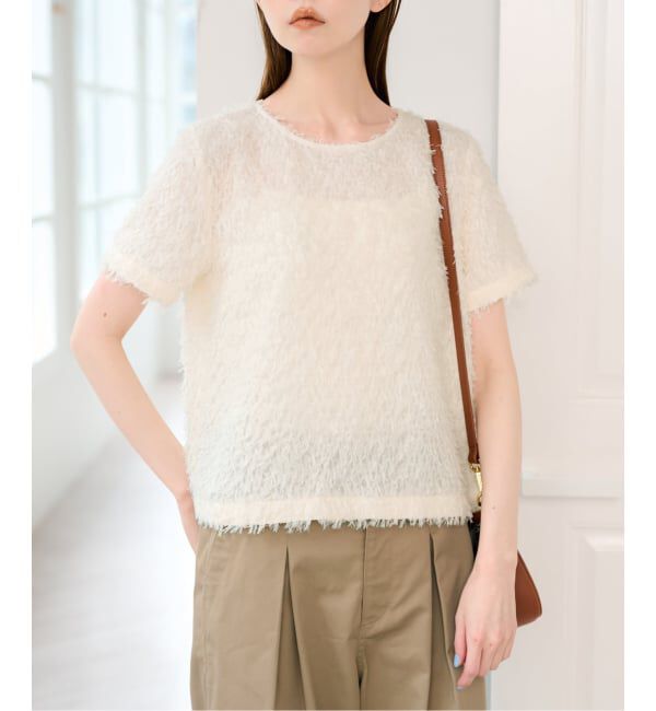 U by SPICK&SPAN「フェザーシアーハーフスリーブブラウス」|シャツ・ブラウス|