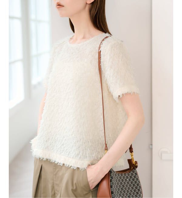 U by SPICK&SPAN「フェザーシアーハーフスリーブブラウス」|シャツ・ブラウス|