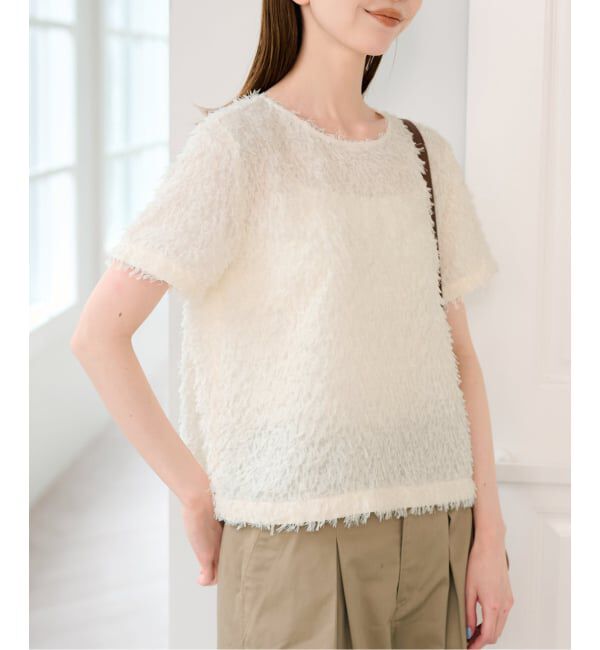 U by SPICK&SPAN「フェザーシアーハーフスリーブブラウス」|シャツ・ブラウス|