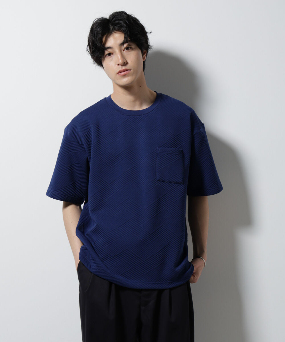 NANO universe「フクレジャガードポケットTシャツ」|Tシャツ・カットソー|ネイビー