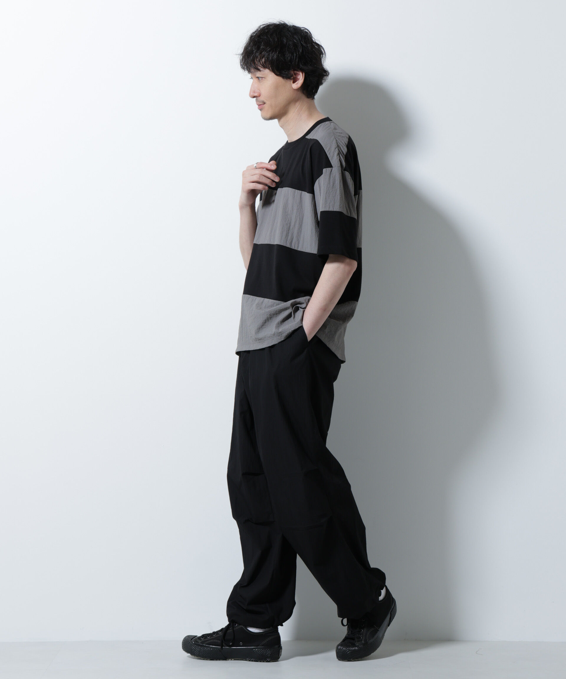 NANO universe「リラックス異素材ボーダーTシャツ 半袖」|Tシャツ・カットソー|