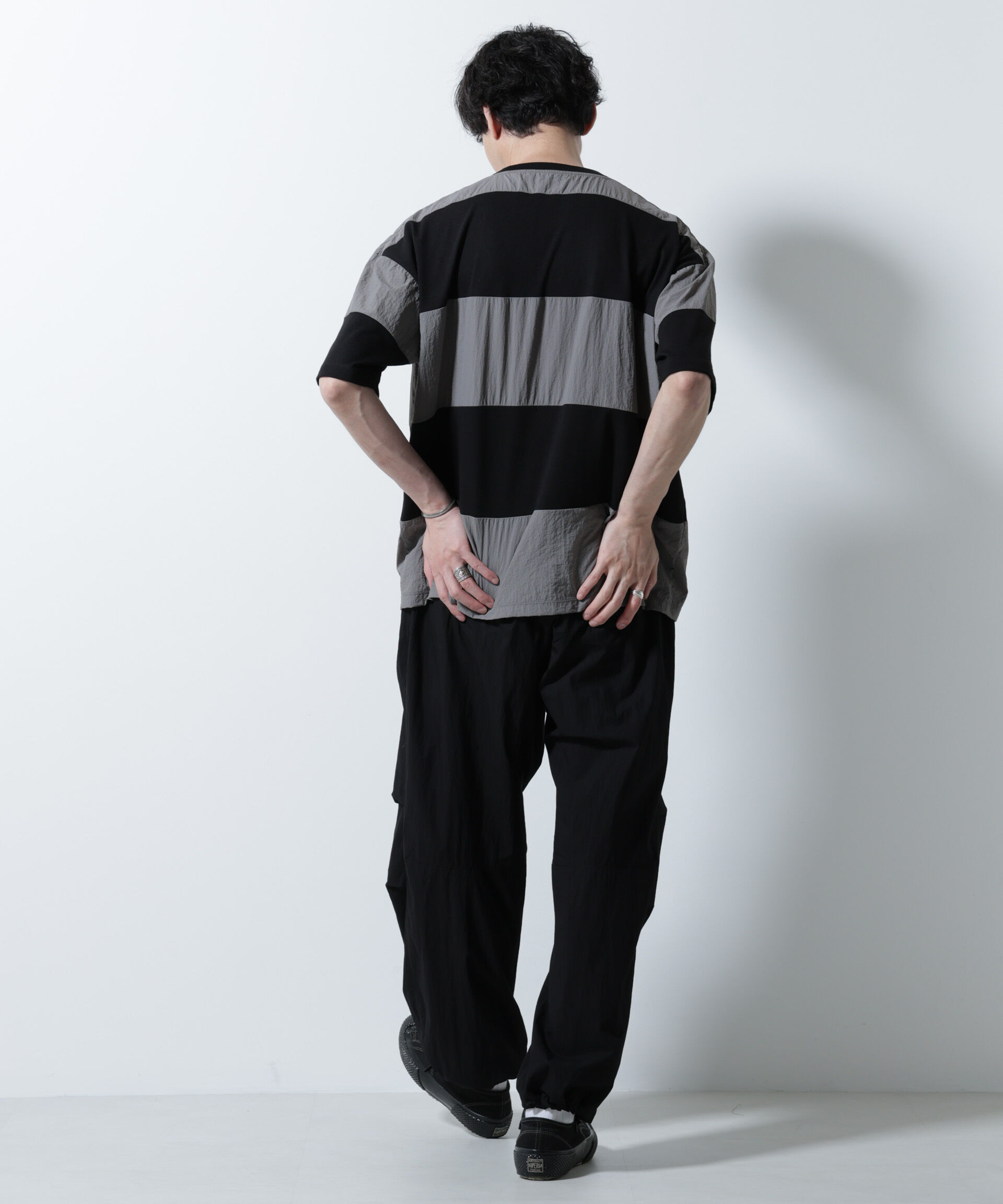 NANO universe「リラックス異素材ボーダーTシャツ 半袖」|Tシャツ・カットソー|