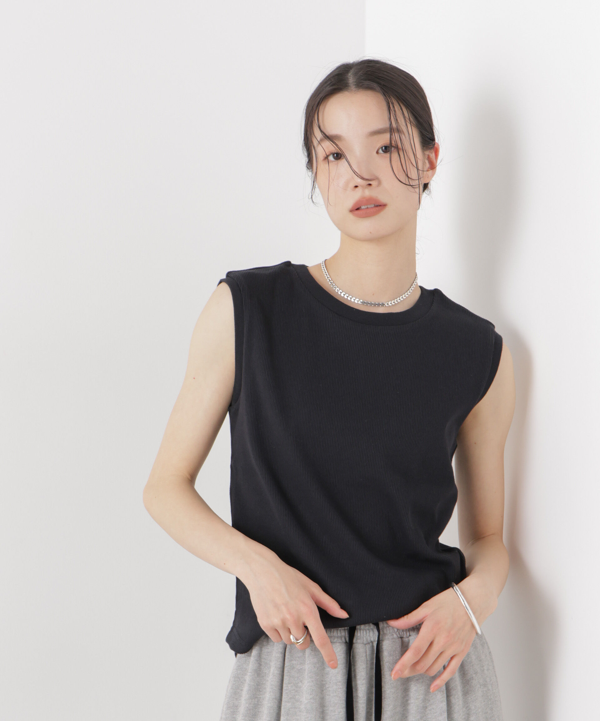 NANO universe「UVカット抗菌防臭吸水速乾イージーケアノースリーブトップス」|Tシャツ・カットソー|
