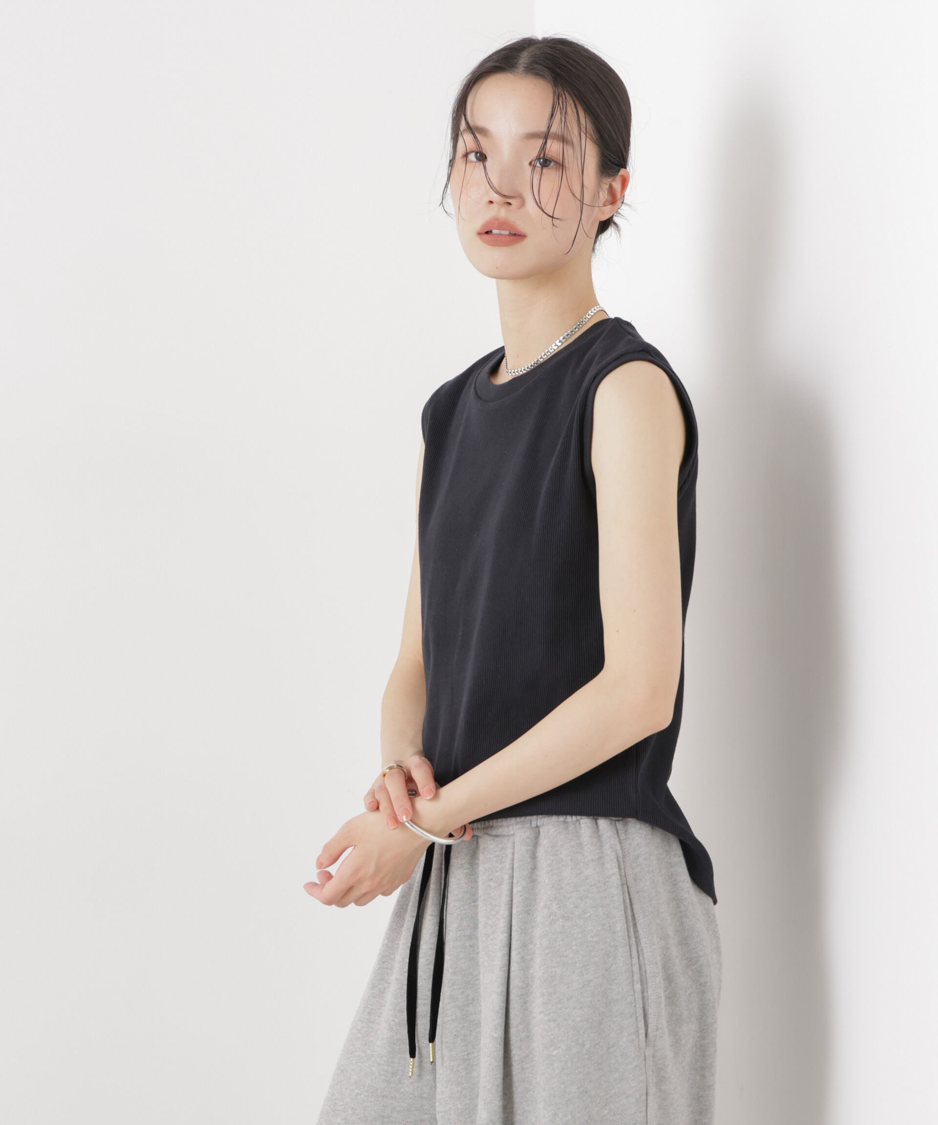 NANO universe「UVカット抗菌防臭吸水速乾イージーケアノースリーブトップス」|Tシャツ・カットソー|