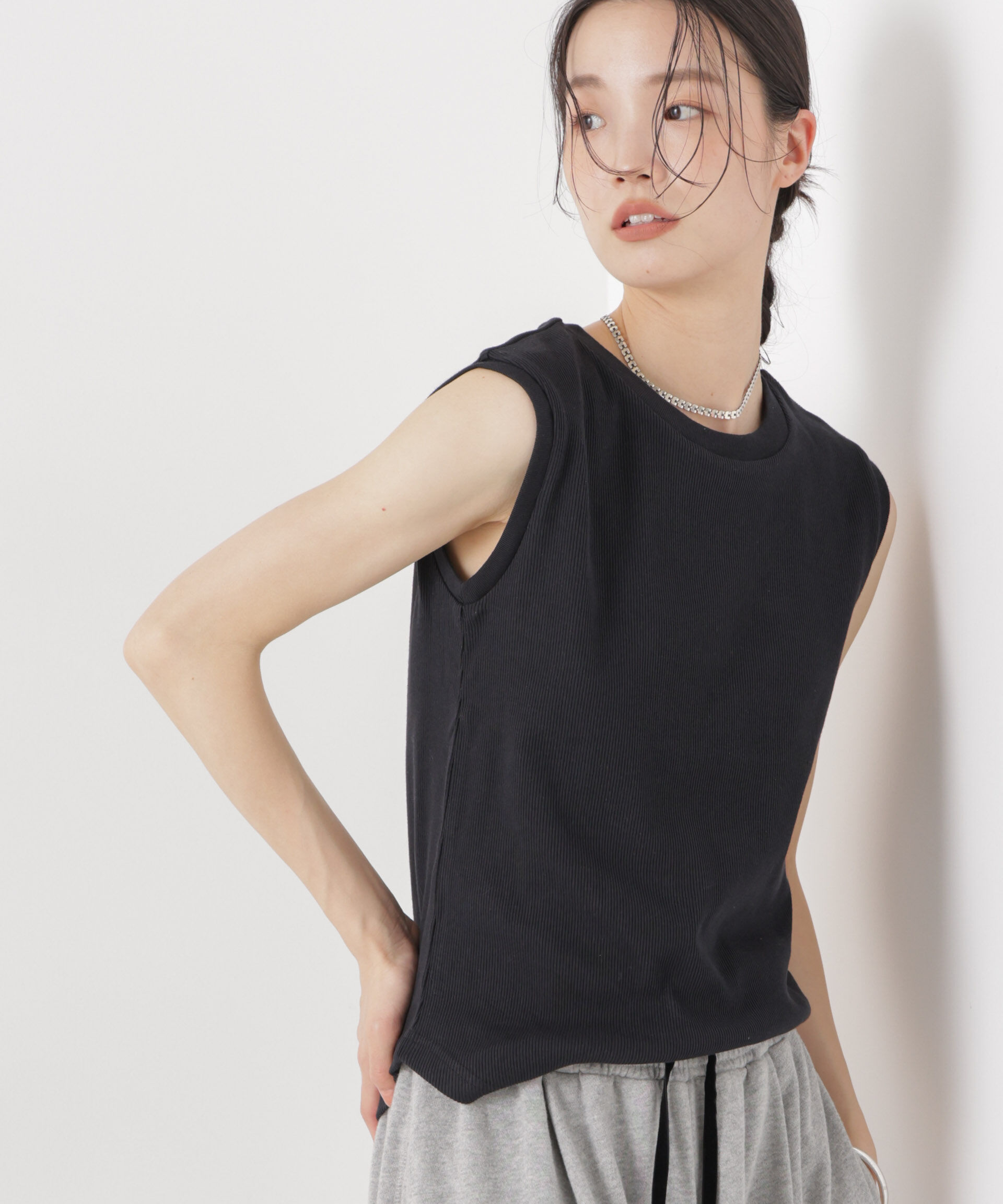 NANO universe「UVカット抗菌防臭吸水速乾イージーケアノースリーブトップス」|Tシャツ・カットソー|