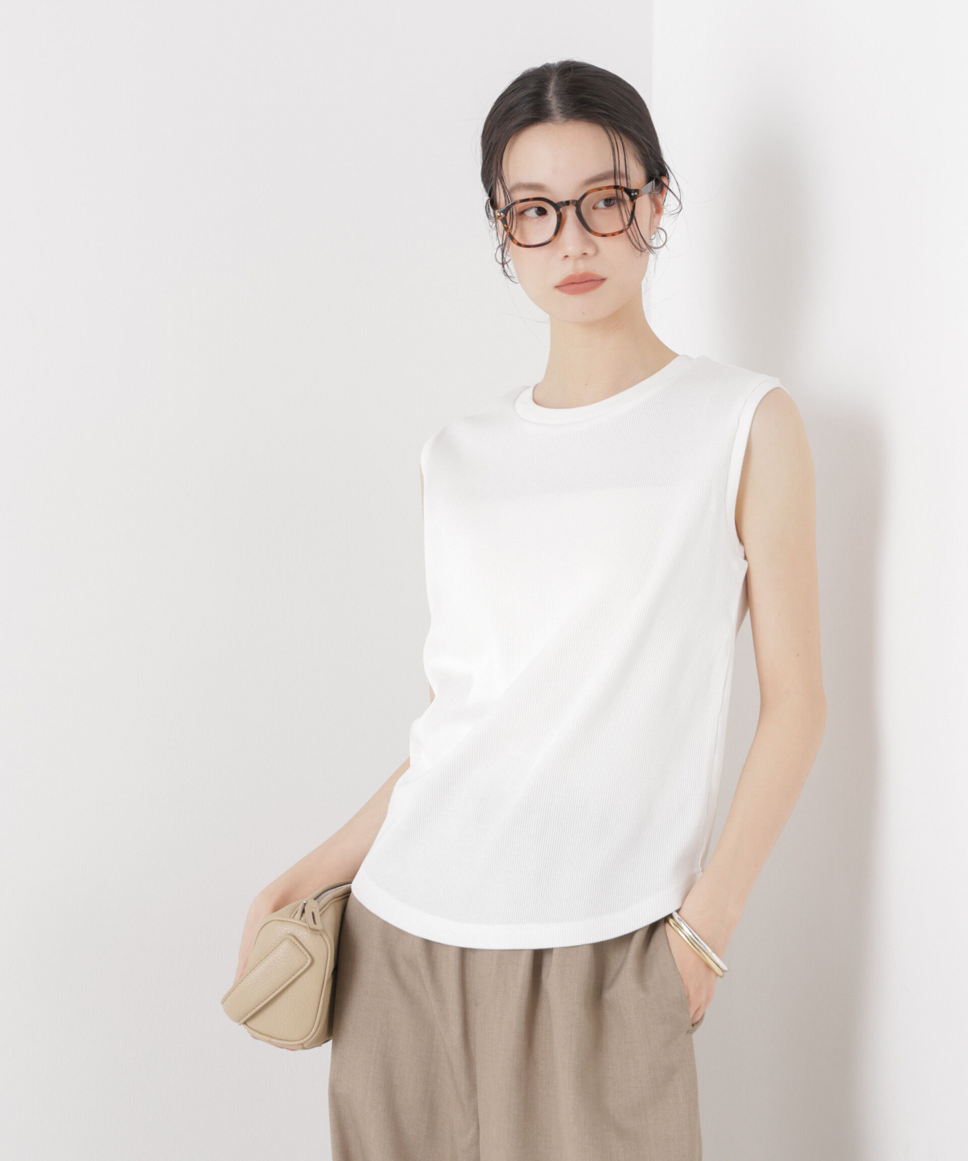 NANO universe「UVカット抗菌防臭吸水速乾イージーケアノースリーブトップス」|Tシャツ・カットソー|