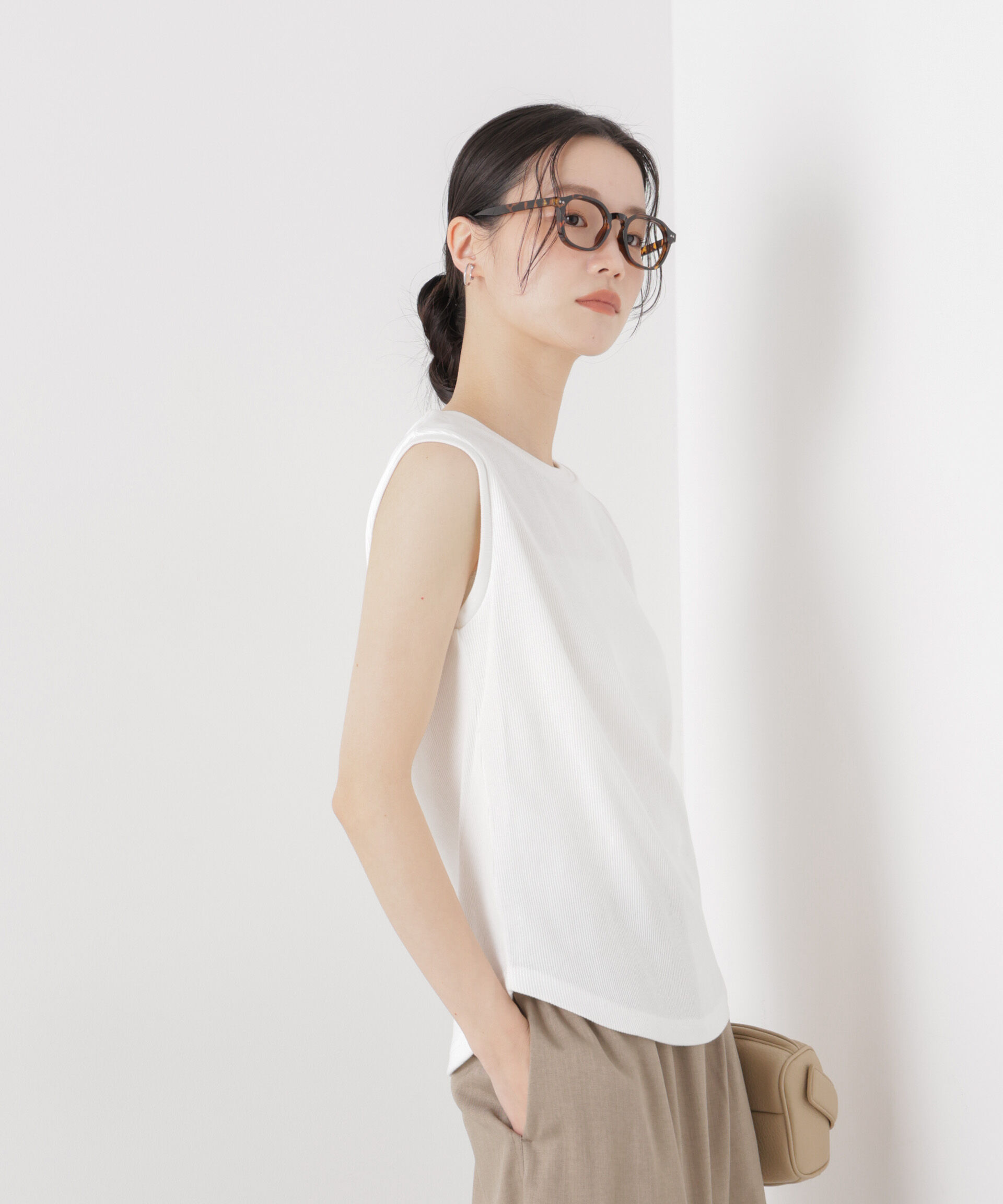NANO universe「UVカット抗菌防臭吸水速乾イージーケアノースリーブトップス」|Tシャツ・カットソー|