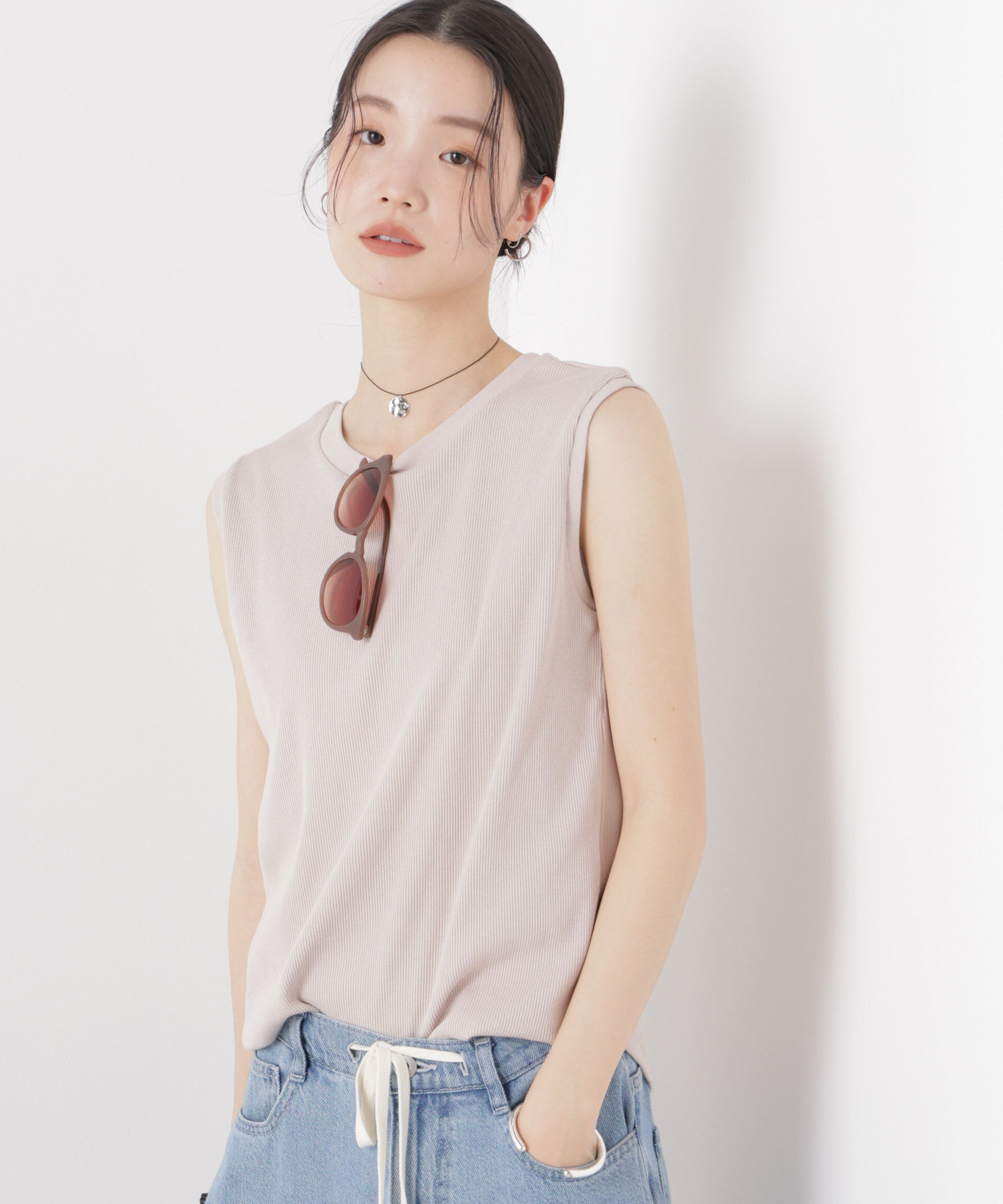 NANO universe「UVカット抗菌防臭吸水速乾イージーケアノースリーブトップス」|Tシャツ・カットソー|