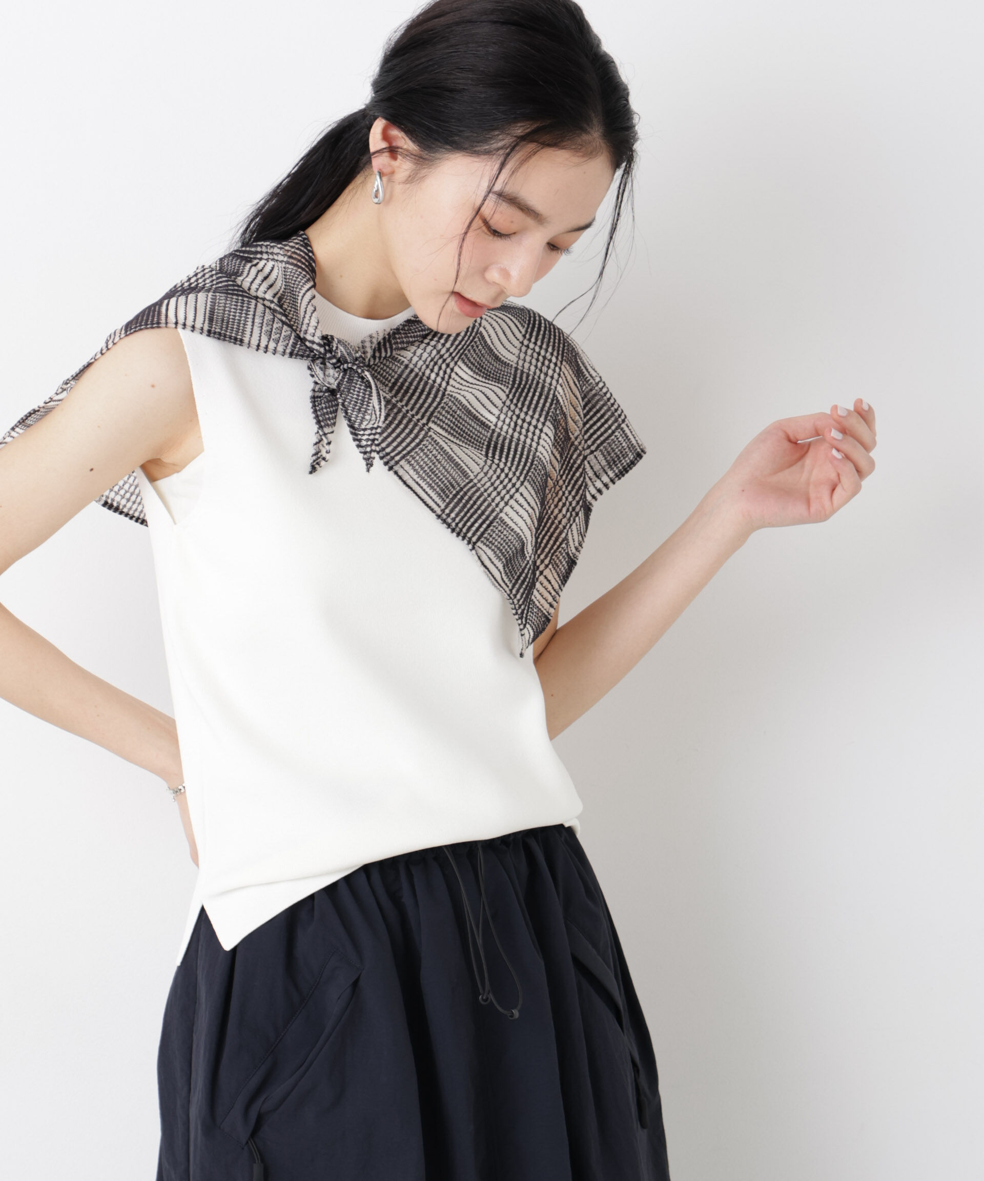 NANO universe「SUMMER VEIL KNIT 総針ノースリーブニット」|ニット・セーター|
