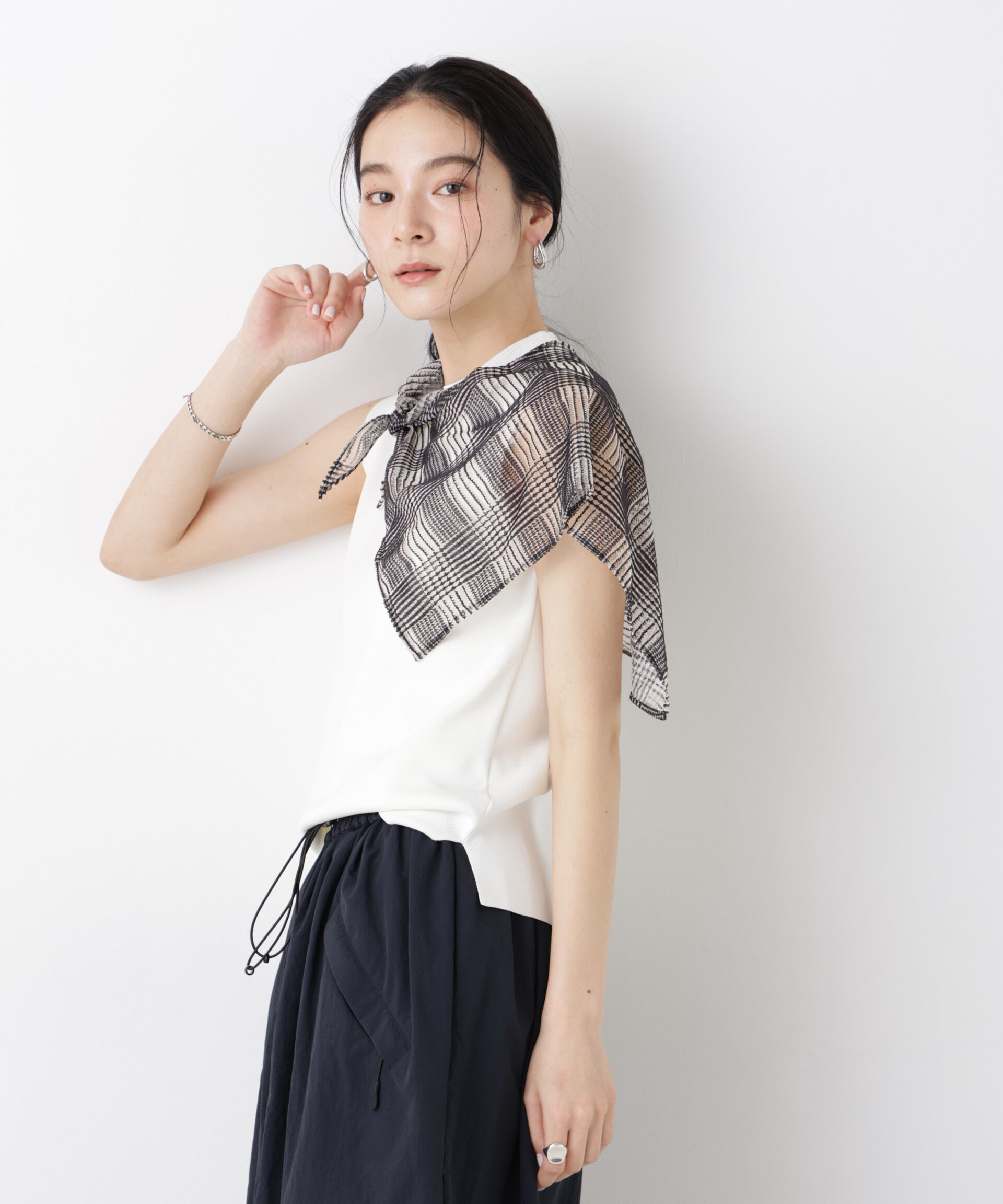 NANO universe「SUMMER VEIL KNIT 総針ノースリーブニット」|ニット・セーター|