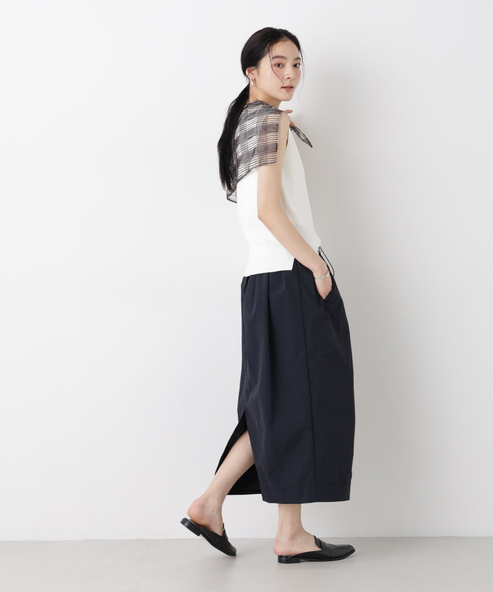NANO universe「SUMMER VEIL KNIT 総針ノースリーブニット」|ニット・セーター|