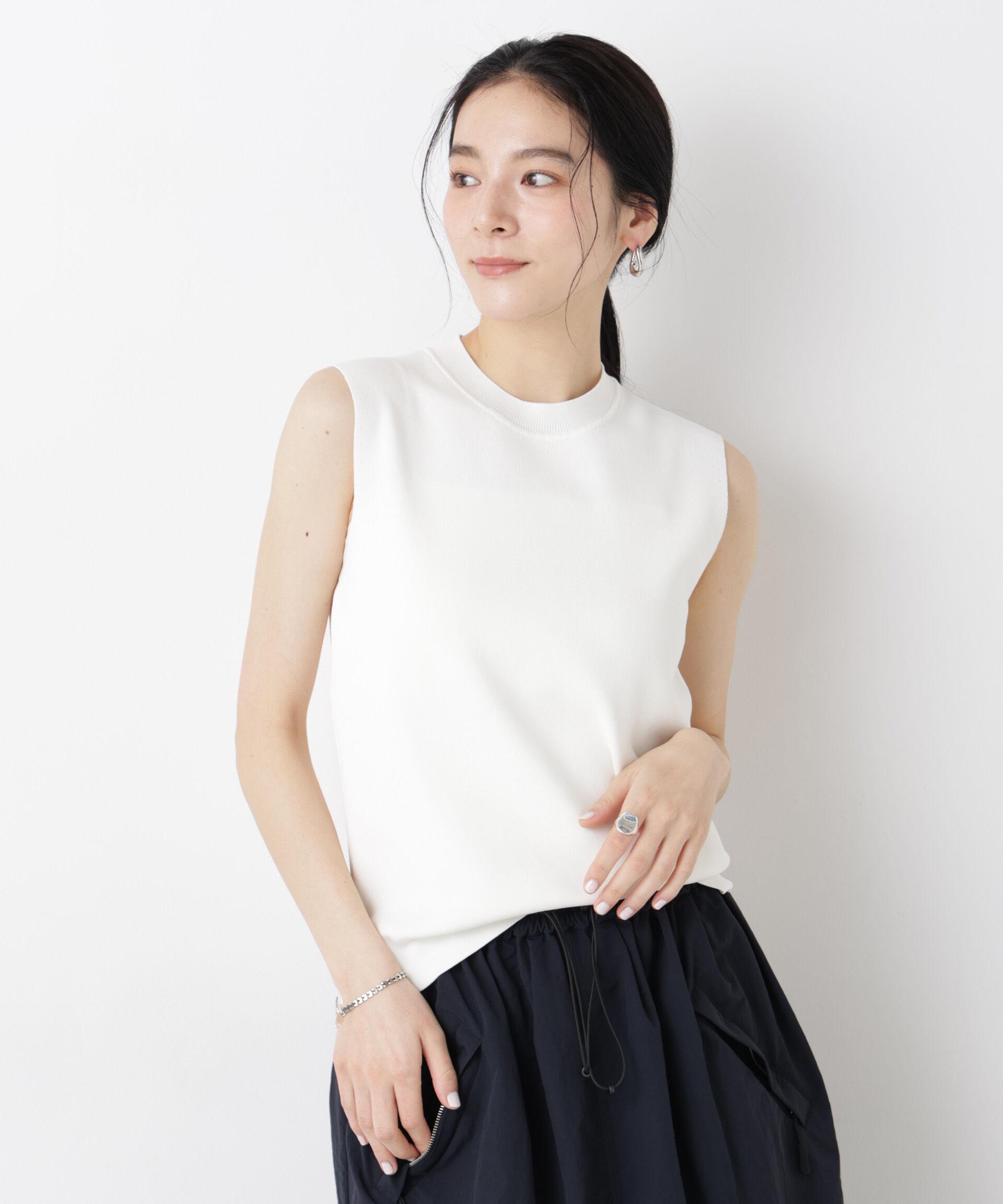 NANO universe「SUMMER VEIL KNIT 総針ノースリーブニット」|ニット・セーター|