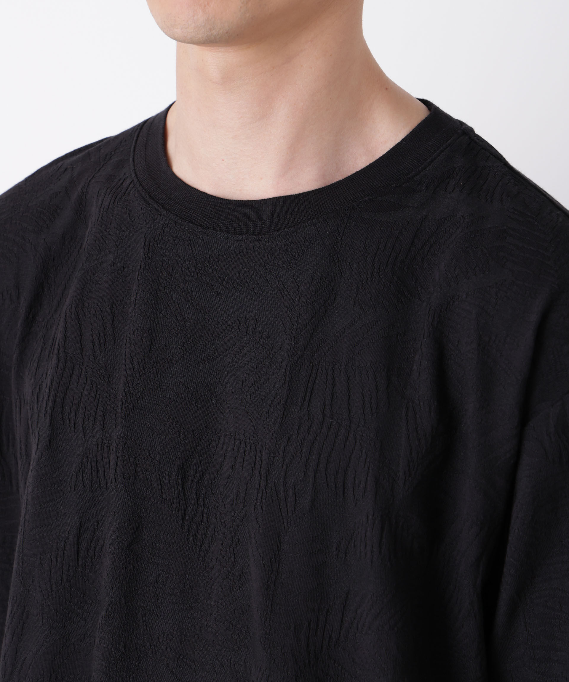 NANO universe「リンクスジャガードリーフ柄Tシャツ」|Tシャツ・カットソー|