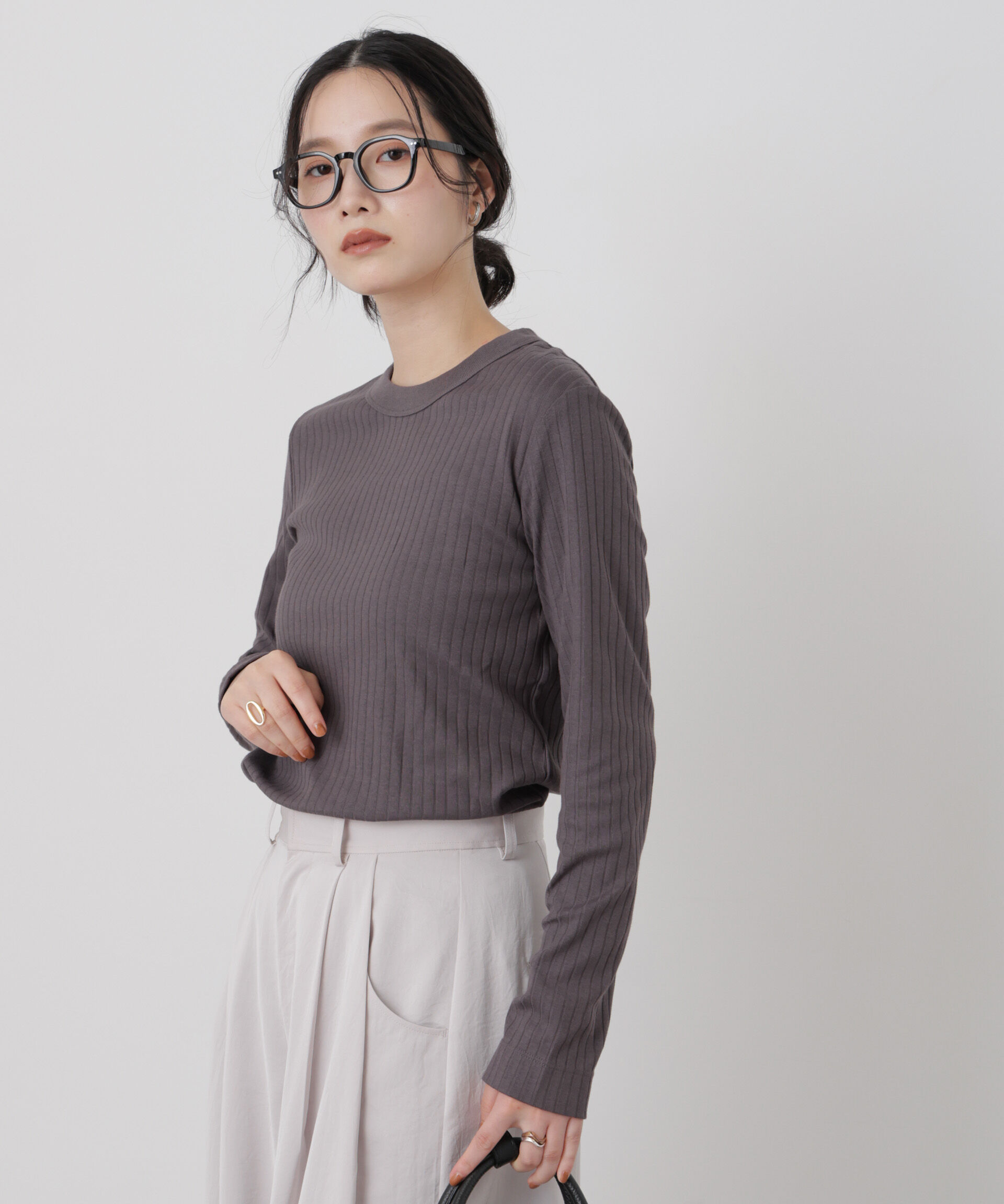 NANO universe「Anti Soaked(R) 汗染み防止リブロンT」|Tシャツ・カットソー|チャコール3