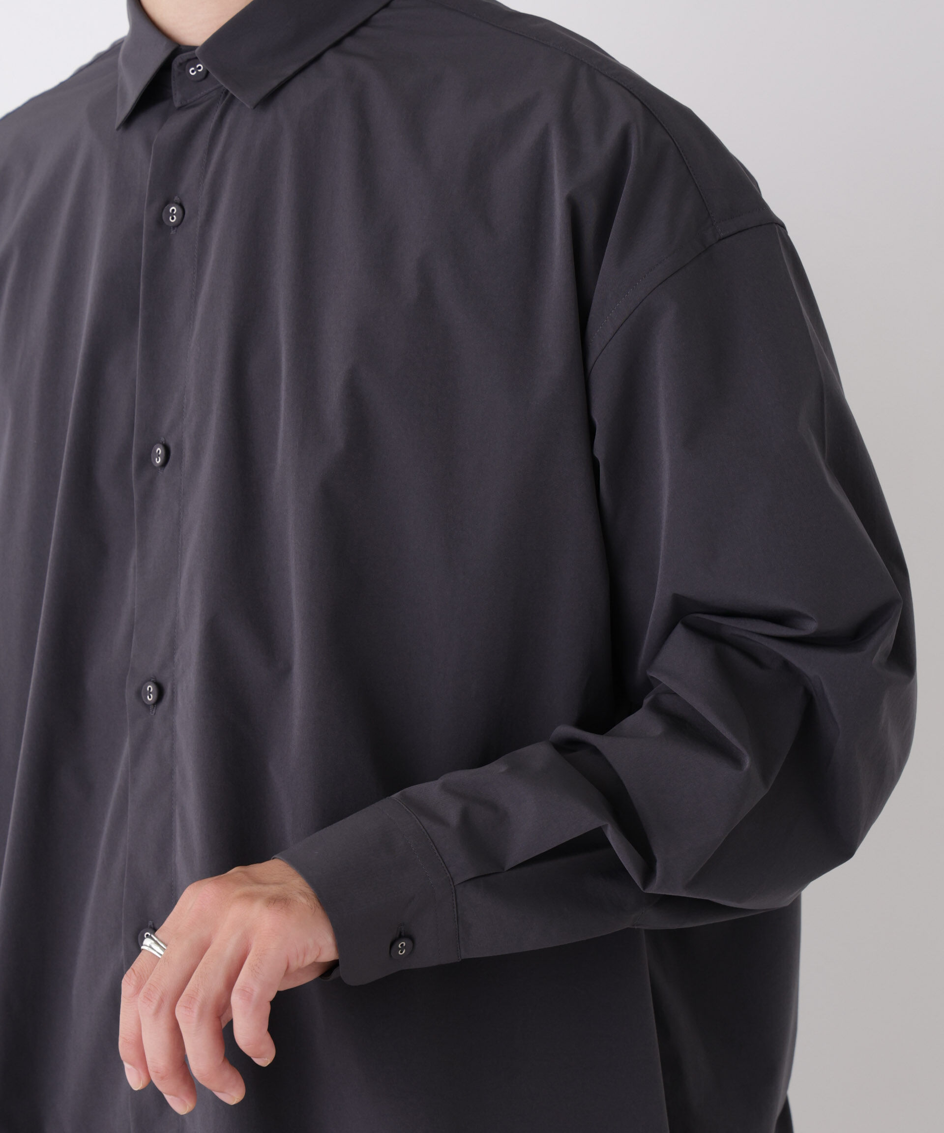 NANO universe「CAVE(R)ビッグドレープスクウェアシャツ 長袖」|シャツ・ブラウス|
