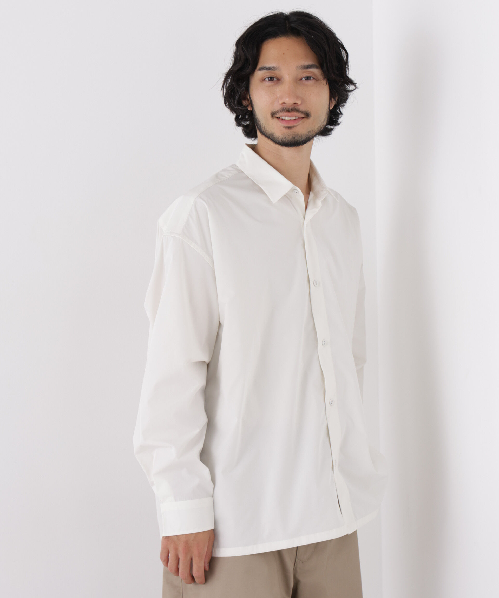NANO universe「CAVE(R)ビッグドレープスクウェアシャツ 長袖」|シャツ・ブラウス|
