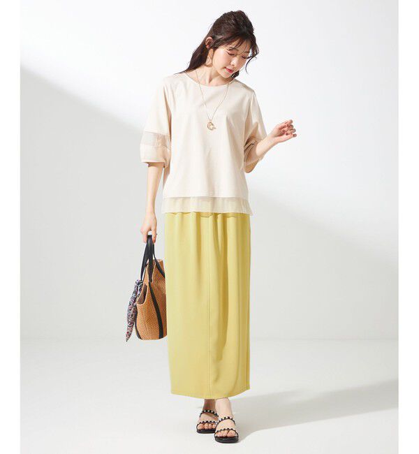 ANY SIS「【洗える】シアーコンビ プルオーバー」|Tシャツ・カットソー|