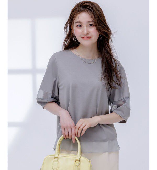 ANY SIS「【洗える】シアーコンビ プルオーバー」|Tシャツ・カットソー|