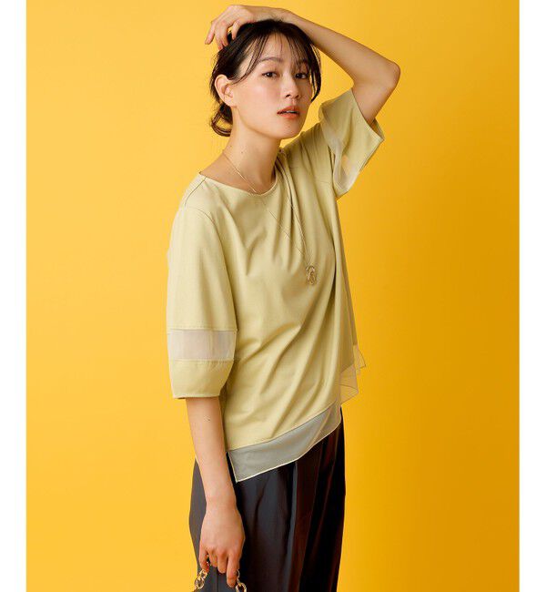 ANY SIS「【洗える】シアーコンビ プルオーバー」|Tシャツ・カットソー|