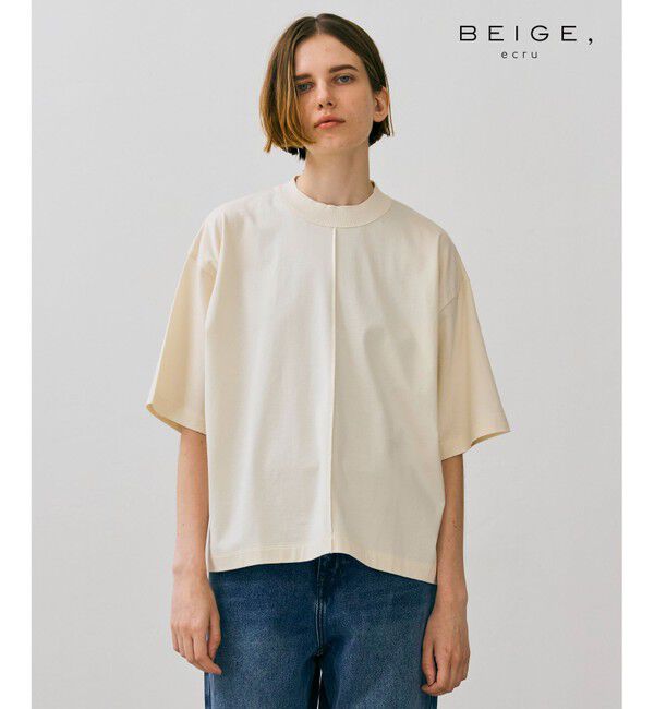 BEIGE,「【BEIGE,ecru/WEB限定・洗える】JERSEY STITCH / コットンハーフスリーブトップス」|Tシャツ・カットソー|Ecru