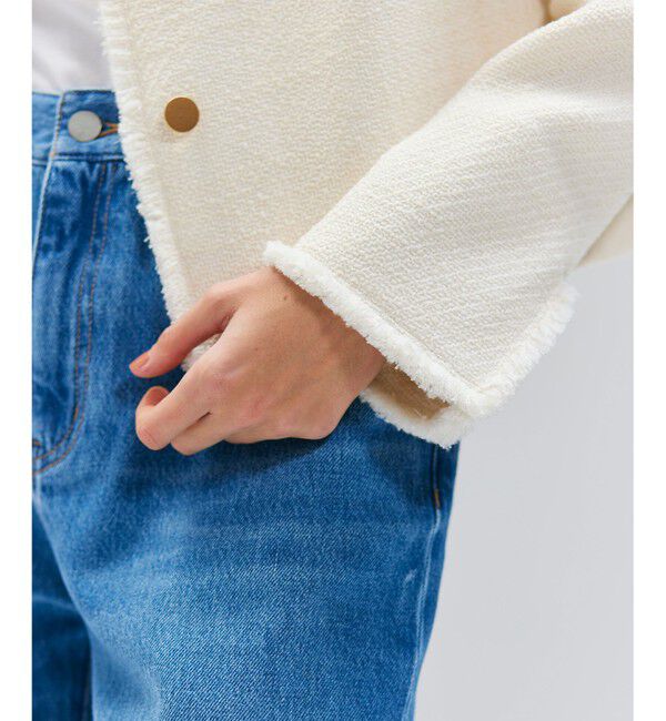 BEIGE,「【Oggi 10月号掲載】MULLIN / ウールツイードメタルボタンノーカラージャケット」|ノーカラージャケット|