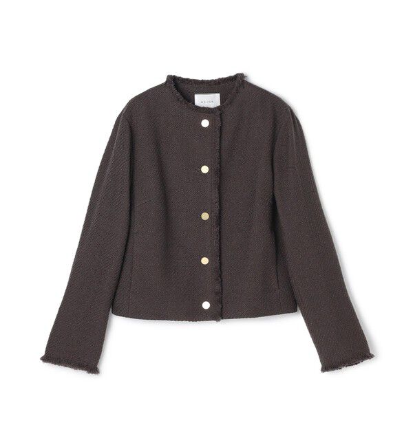 BEIGE,「【Oggi 10月号掲載】MULLIN / ウールツイードメタルボタンノーカラージャケット」|ノーカラージャケット|