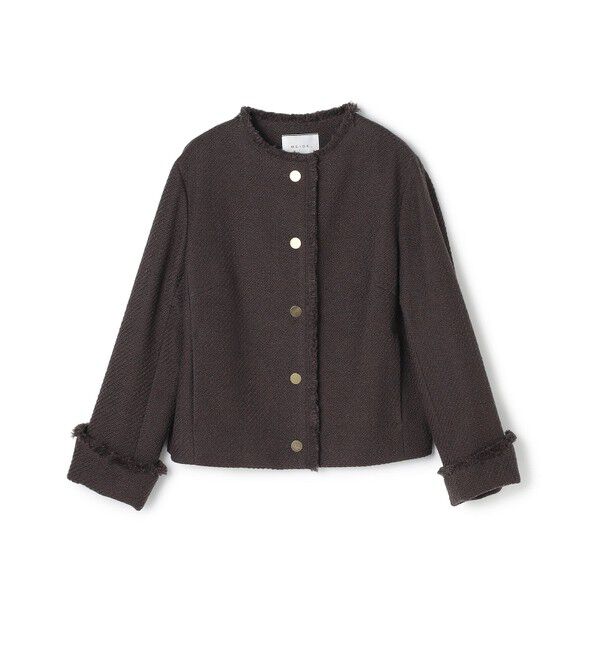 BEIGE,「【Oggi 10月号掲載】MULLIN / ウールツイードメタルボタンノーカラージャケット」|ノーカラージャケット|