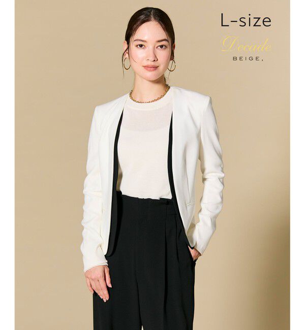 BEIGE,「【Lsize・セットアップ対応】CINDY / ダブルカラージャケット」|ノーカラージャケット|White&times;Black