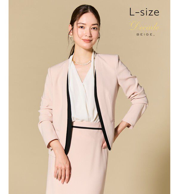 BEIGE,「【Lsize・セットアップ対応】CINDY / ダブルカラージャケット」|ノーカラージャケット|Nude x Black