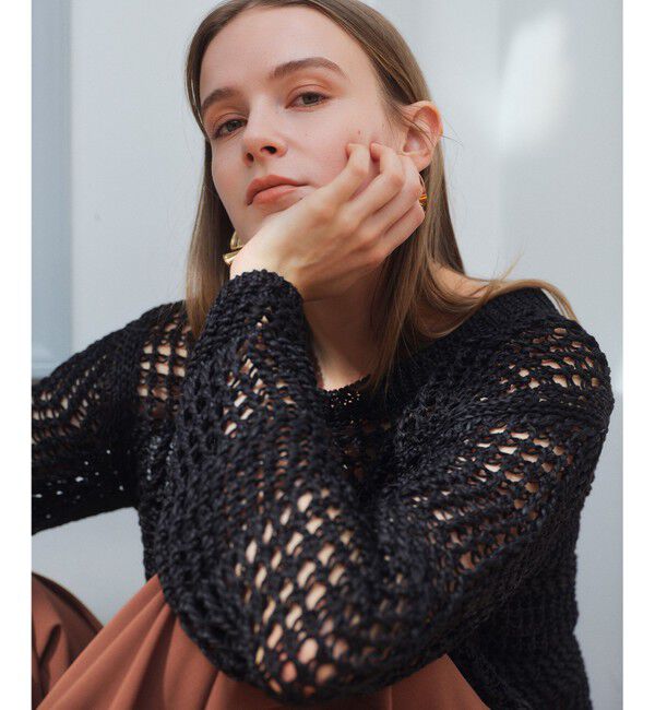 BEIGE,「UVITE / コットンメッシュクロップドニット」|ニット・セーター|
