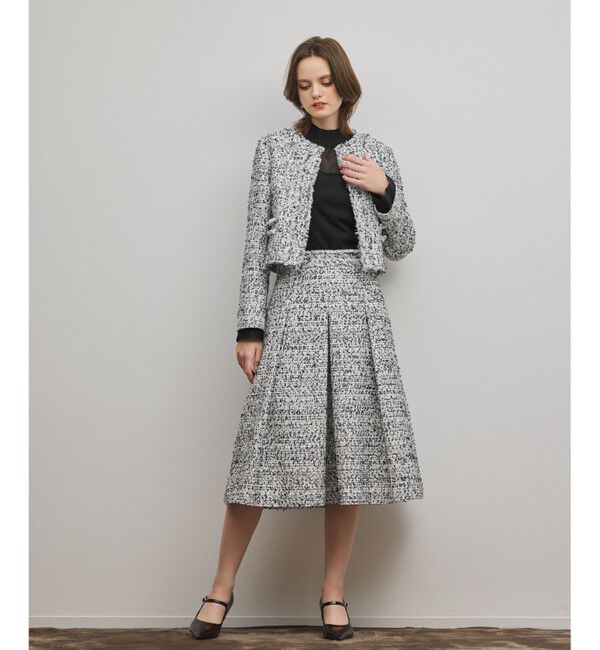 GRACE CONTINENTAL「ミックスツイードジャケット」|ノーカラージャケット|